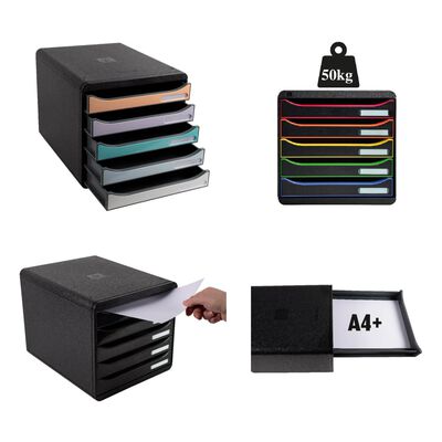 Exacompta Set tiroirs bureau Plus Big-Box Black Office 5 tiroirs Noir