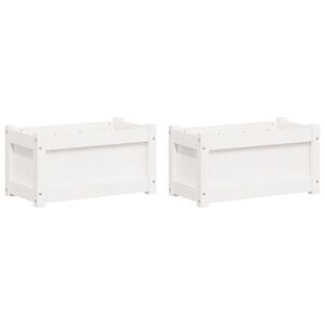 vidaXL Jardini&egrave;res 2 pcs blanc bois de pin massif