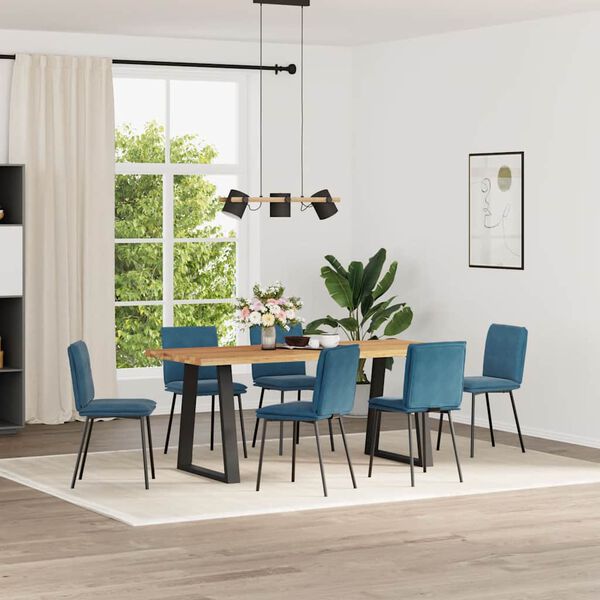 vidaXL Chaises à manger lot de 6 bleu velours
