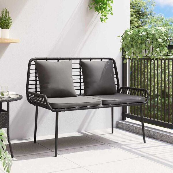 vidaXL Banc de jardin Noir et anthracite Rotin synthétique et acier