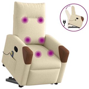 vidaXL Fauteuil inclinable de massage Cr&egrave;me Tissu