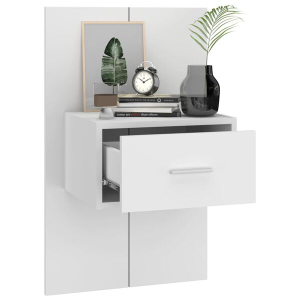 vidaXL Tables de chevet murales 2 pcs Blanc brillant