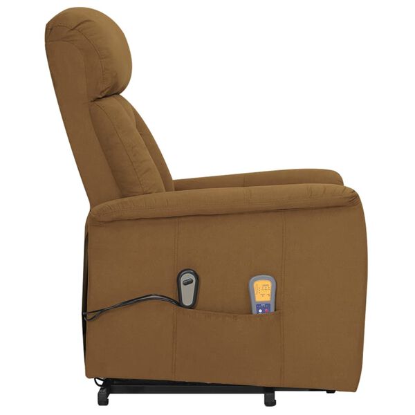 vidaXL Fauteuil de massage Taupe Tissu microfibre