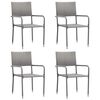 vidaXL Chaise &agrave; d&icirc;ner de jardin empilable lot de 4 gris r&eacute;sine tress&eacute;e