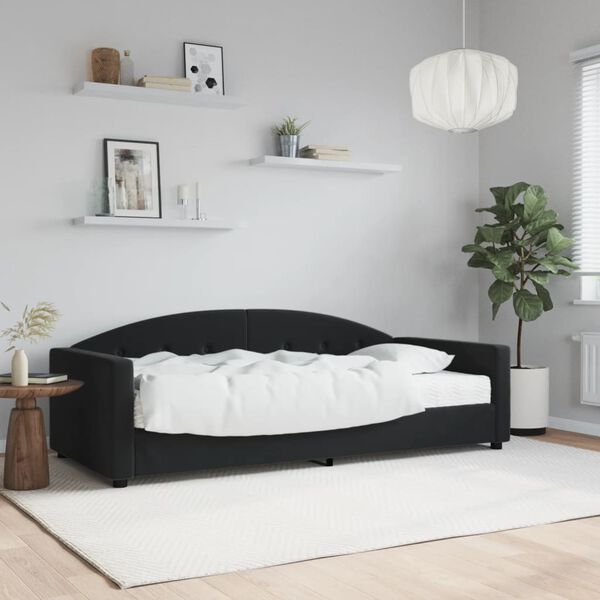 vidaXL Lit de jour avec matelas noir 90x200 cm velours