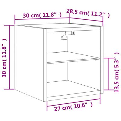 vidaXL Meuble TV mural avec lumières LED chêne sonoma 30x28,5x30 cm