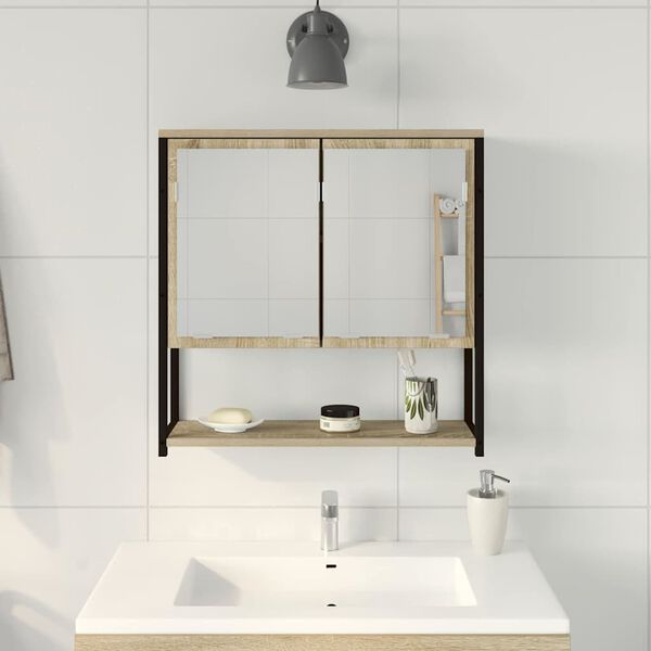 vidaXL Miroir de salle de bain avec étagère Beige 60 x 16 x 60 cm