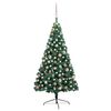 vidaXL Demi-arbre de No&euml;l artificiel pr&eacute;-&eacute;clair&eacute; et boules vert 150 cm