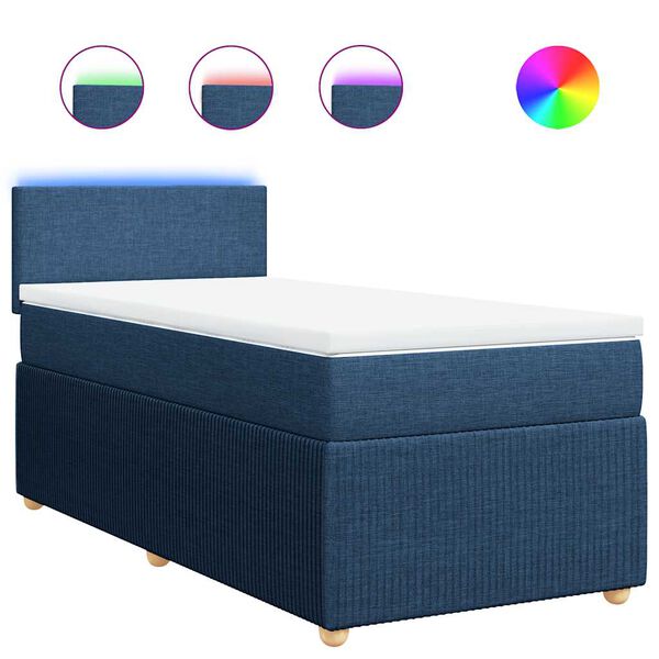 vidaXL Sommier &agrave; lattes de lit avec matelas Bleu 100x200 cm Tissu