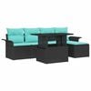 vidaXL Ensemble de canap&eacute; de jardin avec coussin 6 pcs Noir polyrotin