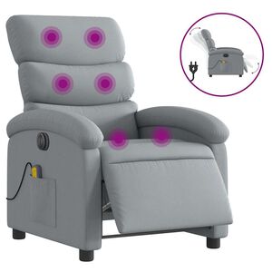 vidaXL Fauteuil de massage inclinable &eacute;lectrique gris clair tissu