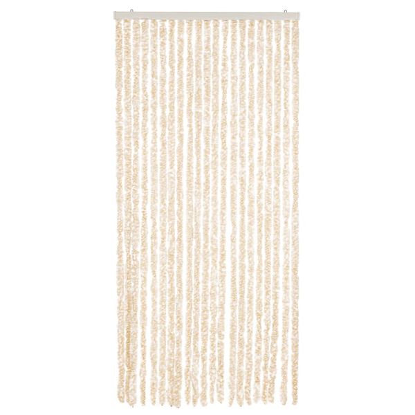 vidaXL Rideau anti-mouches beige et blanc 90x200 cm chenille
