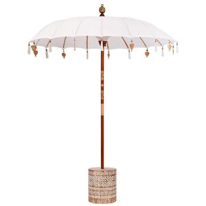 vidaXL Parasol balinais avec base Cr&egrave;me et Blanc 190 x 190 x 250 cm