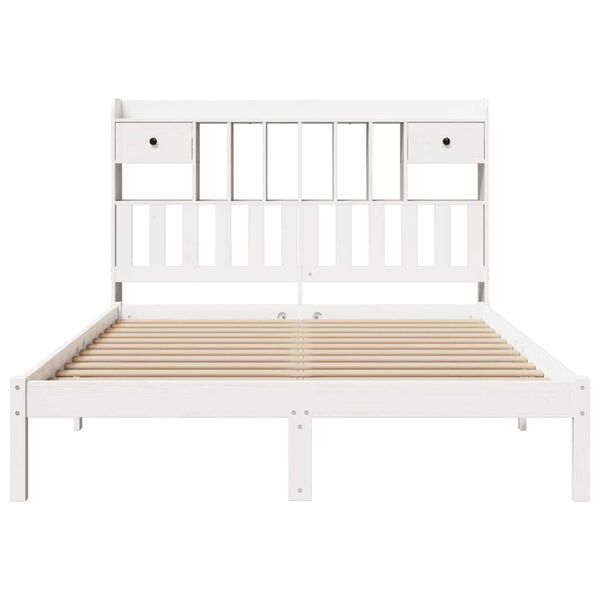 vidaXL Lit biblioth&egrave;que sans matelas blanc 140x190 cm bois pin massif