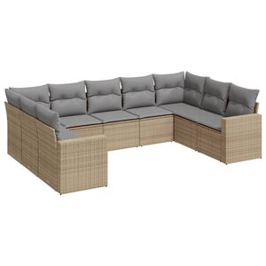 vidaXL Salon de jardin avec coussins 9 pcs beige r&eacute;sine tress&eacute;e