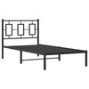 vidaXL Cadre de lit m&eacute;tal sans matelas avec t&ecirc;te de lit noir 90x200 cm