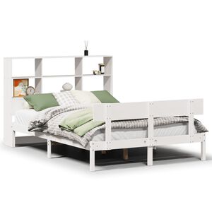 vidaXL Lit biblioth&egrave;que sans matelas blanc 140x190 cm bois pin massif