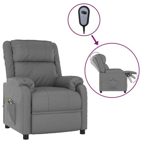 vidaXL Fauteuil de massage &eacute;lectrique Gris Similicuir
