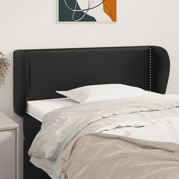 vidaXL T&ecirc;te de lit avec oreilles Noir 83x23x78/88 cm Similicuir