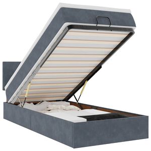 vidaXL Cadre de lit ottoman avec matelas gris fonc&eacute; 100x200 cm velours