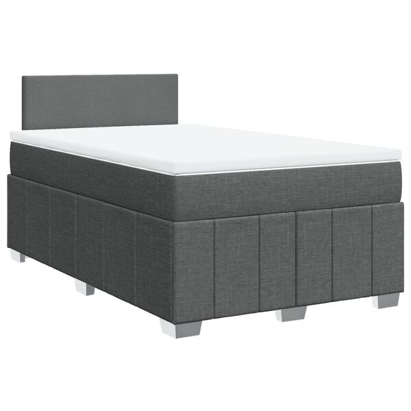vidaXL Sommier &agrave; lattes de lit avec matelas gris fonc&eacute; 120x190cm tissu