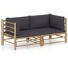 vidaXL Salon de jardin 2 pcs avec coussins gris fonc&eacute; bambou