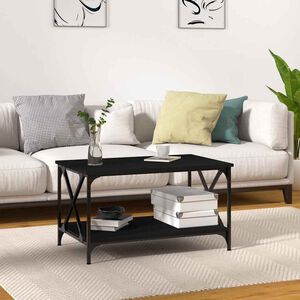 vidaXL Table basse Noir 80x50x45 cm Bois d'ing&eacute;nierie et fer
