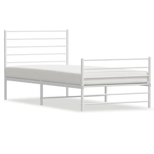 vidaXL Cadre de lit m&eacute;tal sans matelas et pied de lit blanc 100x190 cm