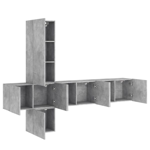 vidaXL Unités murales TV 5 pcs gris béton bois d'ingénierie