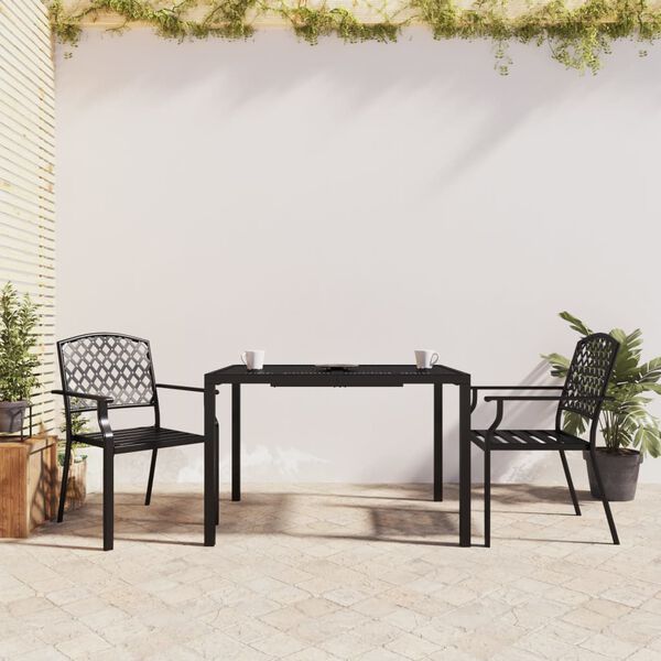 vidaXL Ensemble &agrave; manger de jardin 3 pcs anthracite acier