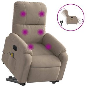vidaXL Fauteuil inclinable de massage &eacute;lectrique taupe