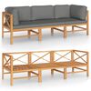 vidaXL Canap&eacute; de jardin 3 places et coussins gris Bois de teck massif