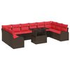 vidaXL Ensemble de canap&eacute; de jardin 11 pcs Marron Poly rotin