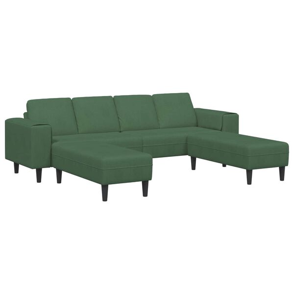 vidaXL Canap&eacute; Vert fonc&eacute; 250 x 188 x 76 cm Tissu en velours c&ocirc;tel&eacute;