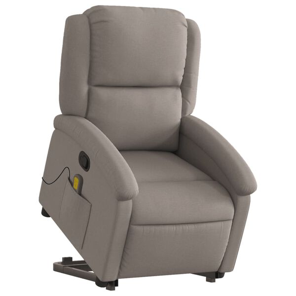 vidaXL Fauteuil inclinable de massage Taupe Tissu