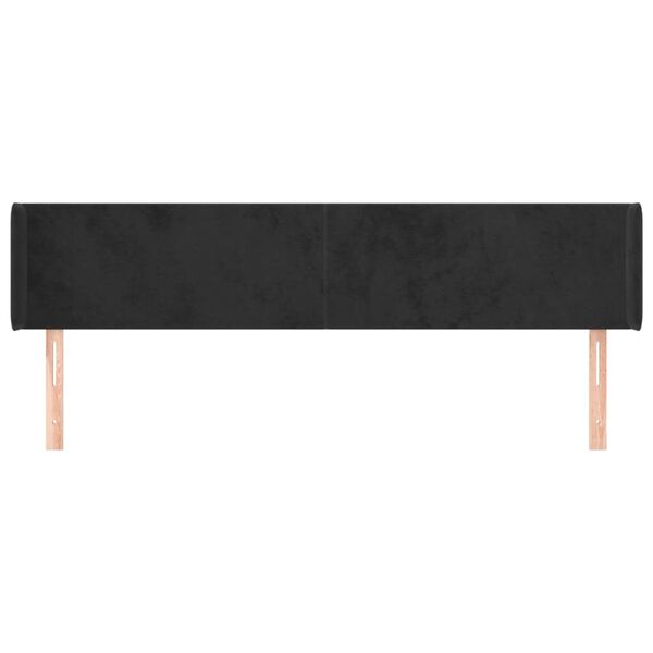 vidaXL T&ecirc;te de lit avec oreilles Noir 203x16x78/88 cm Velours