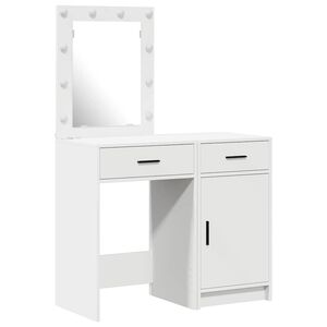 vidaXL Table de Toilette 2 pc Blanc 50 x 41 x 135 cm Bois d'ing&eacute;nierie