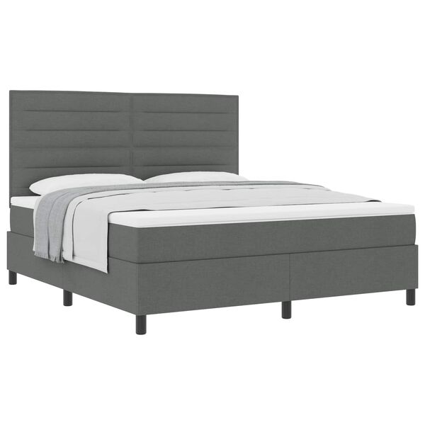 vidaXL Lit &agrave; ressorts avec matelas Gris fonc&eacute; 180 x 200 cm tissu