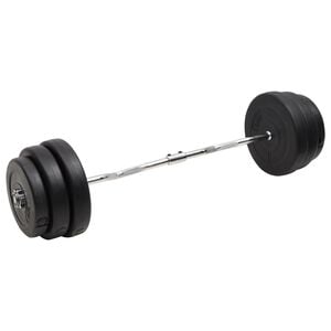 vidaXL Barre d'halt&egrave;res ondul&eacute;e avec plaques 90 kg