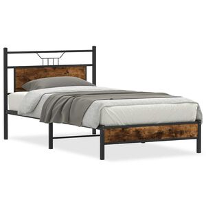 vidaXL Cadre de lit sans matelas ch&ecirc;ne fum&eacute; 100x190 cm bois ing&eacute;nierie