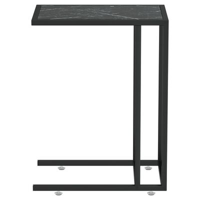 vidaXL Table d'appoint ordinateur Marbre noir 50x35x65 cm Verre trempé
