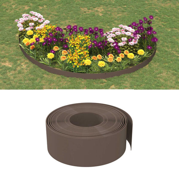 vidaXL Bordures de jardin 2 pcs marron 10 m 20 cm poly&eacute;thyl&egrave;ne