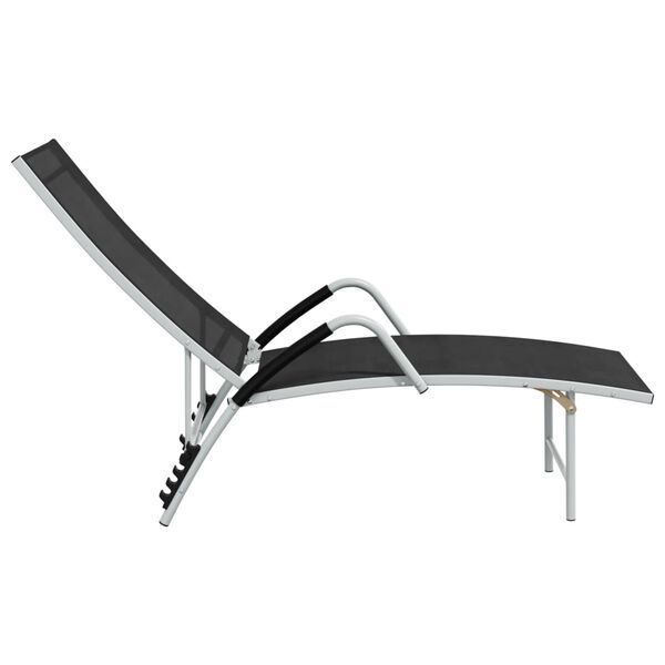 vidaXL Chaise longue Textil&egrave;ne et aluminium Noir
