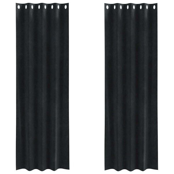 vidaXL Rideaux occultants 2 pcs Noir 140 x 260 cm Velours