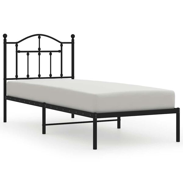 vidaXL Cadre de lit m&eacute;tal sans matelas avec t&ecirc;te de lit noir 90x200 cm