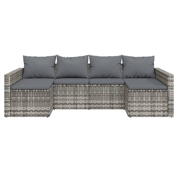 vidaXL Salon de jardin 2 pcs avec coussins Gris R&eacute;sine tress&eacute;e