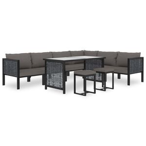 vidaXL Salon de jardin 9 pcs avec coussins R&eacute;sine tress&eacute;e Anthracite