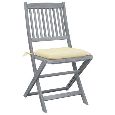 vidaXL Chaises pliables d'extérieur lot de 6 et coussins Bois d'acacia