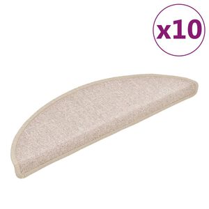 vidaXL Tapis d'escalier 10 pi&egrave;ces 56 x 17 x 3 cm Taupe Demi-rond