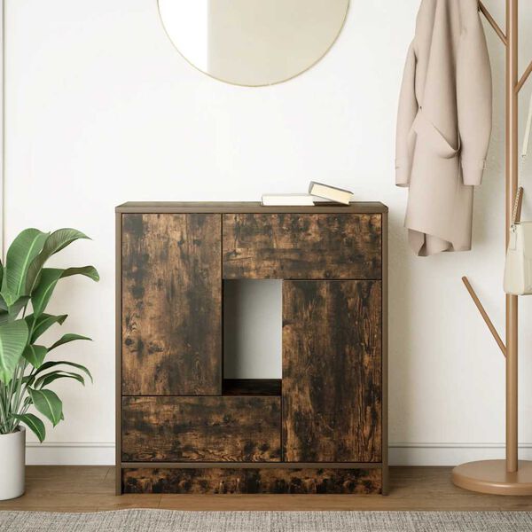 vidaXL Buffet avec tiroirs et portes chêne fumé 70,5x34x74,5 cm